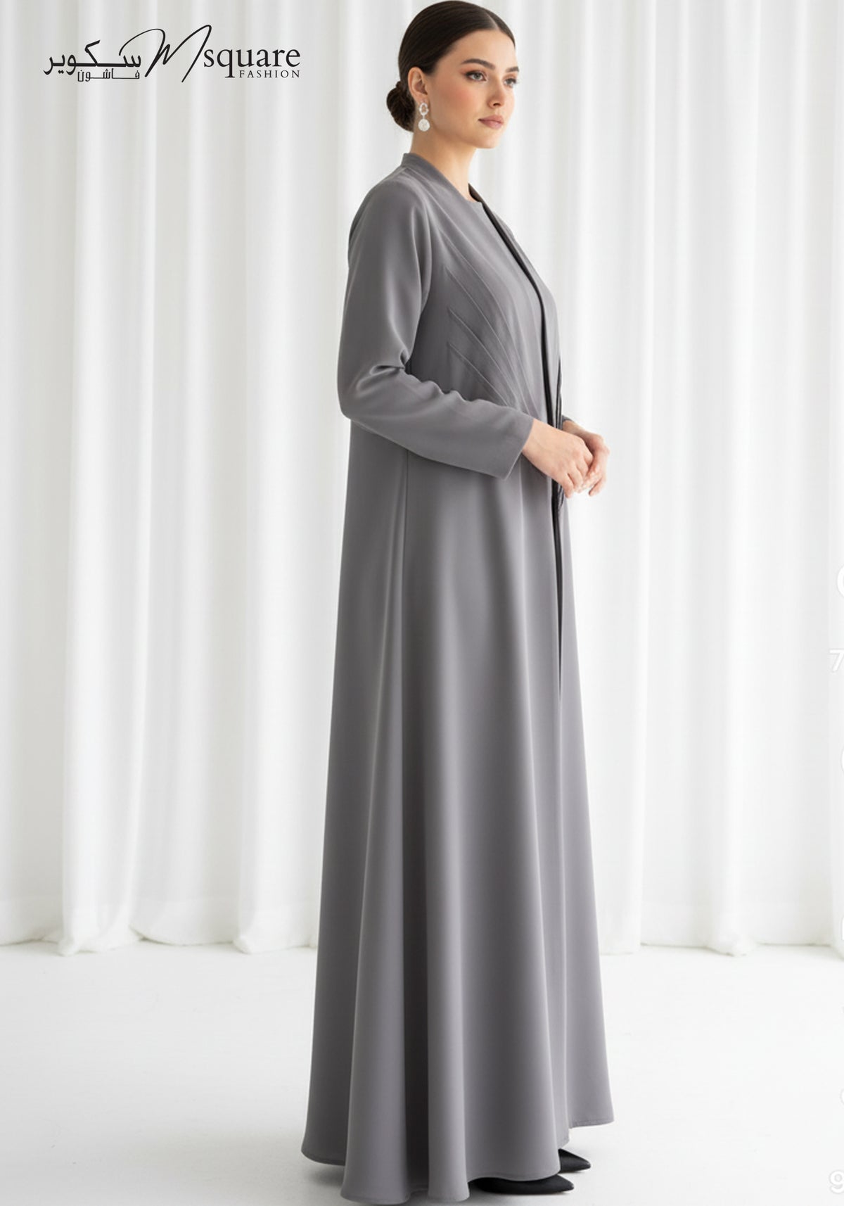 Sunburst grey pleated abaya in Barbie Cobra, photo 2