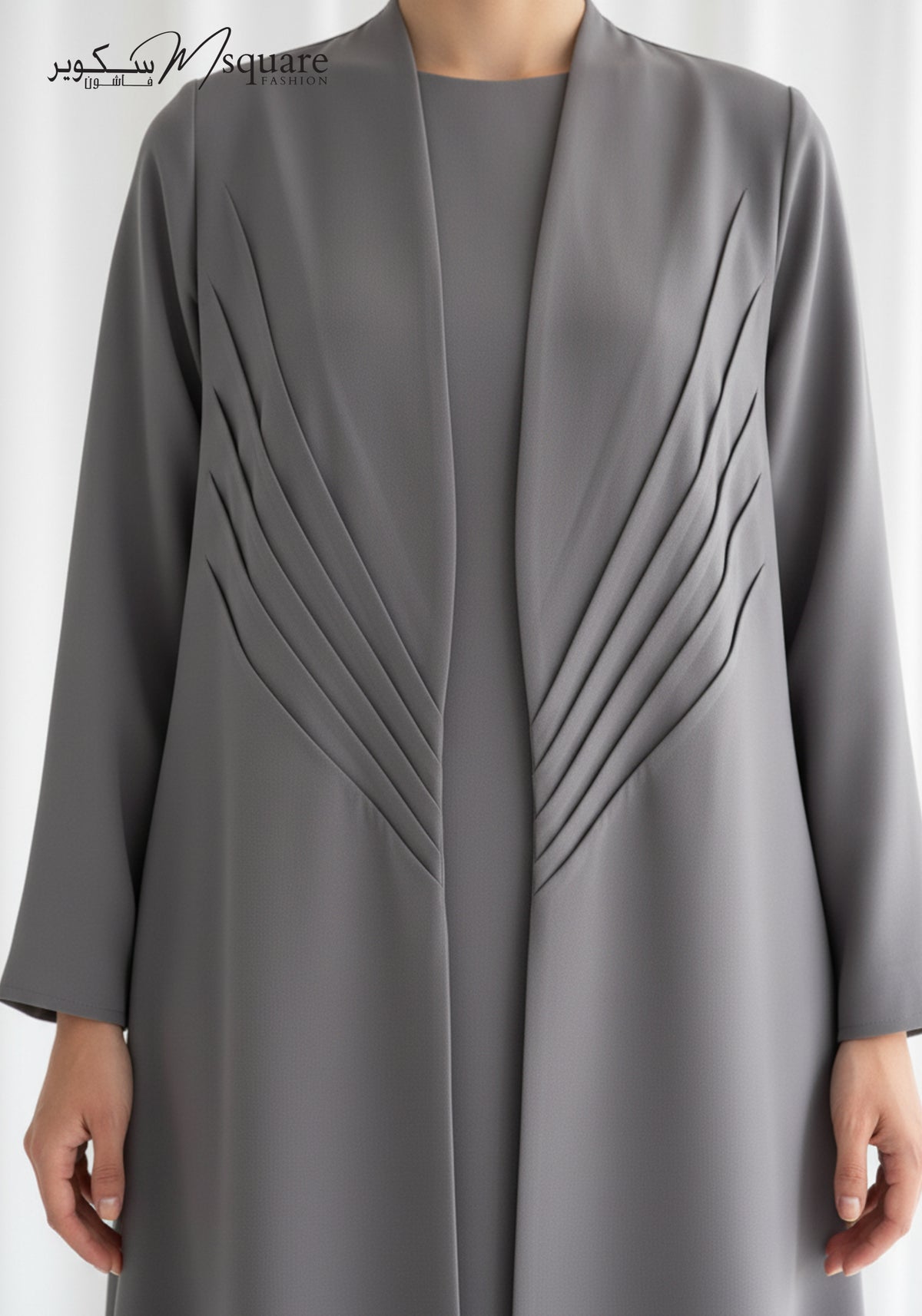 Sunburst grey pleated abaya in Barbie Cobra, photo 3