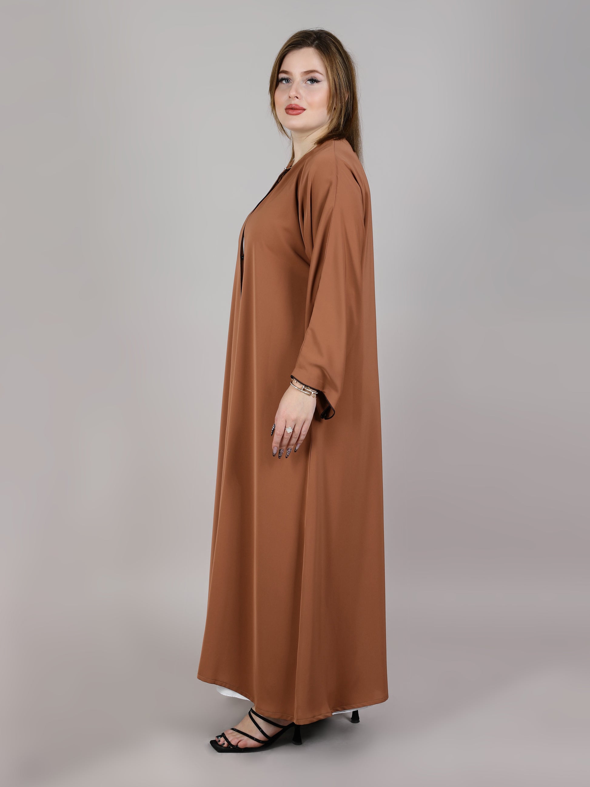 MSquare Fashion decent Brown Nida Abaya