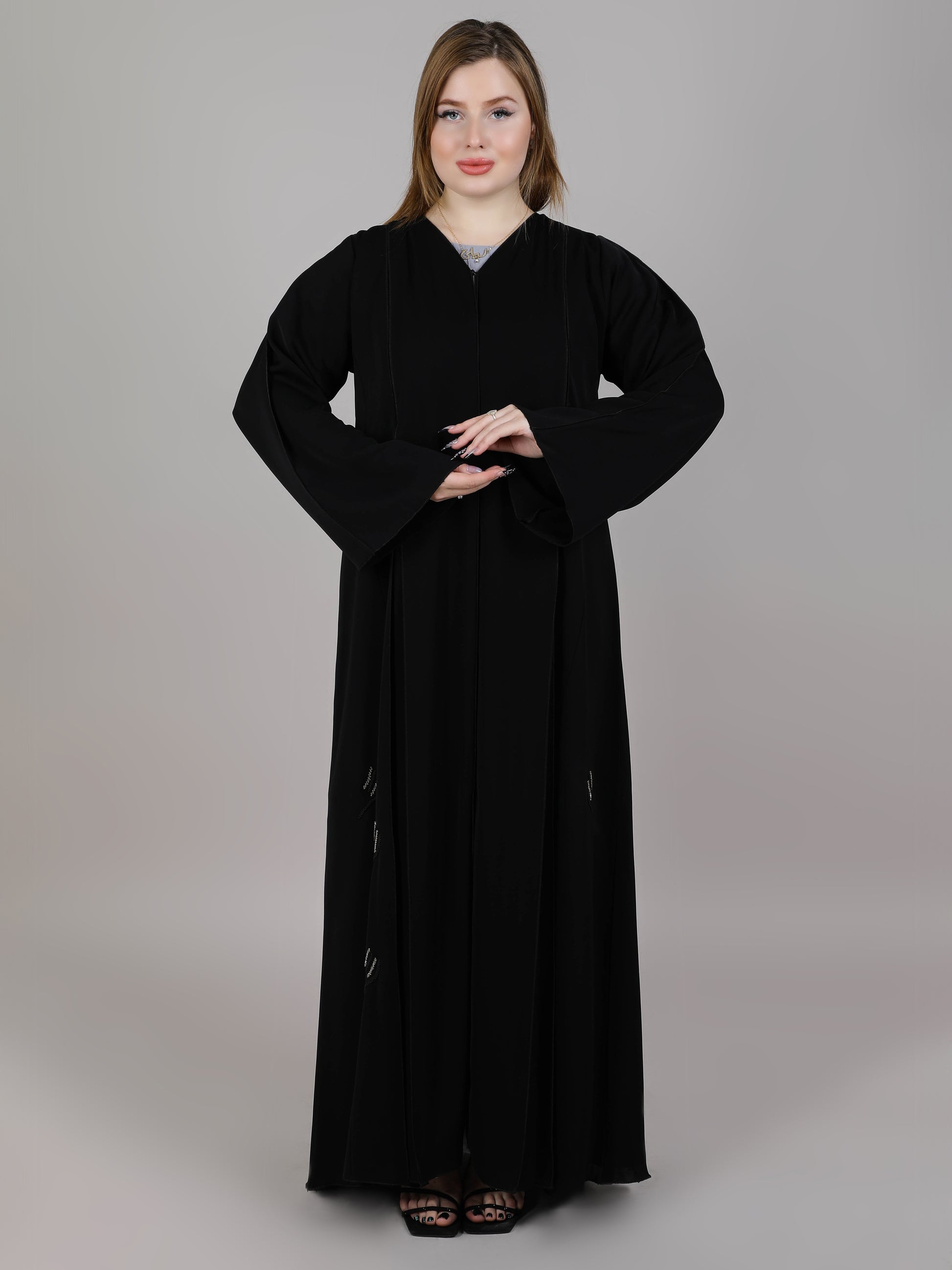 MSquare Fashion Black Premium Fabric Embroidered Abaya