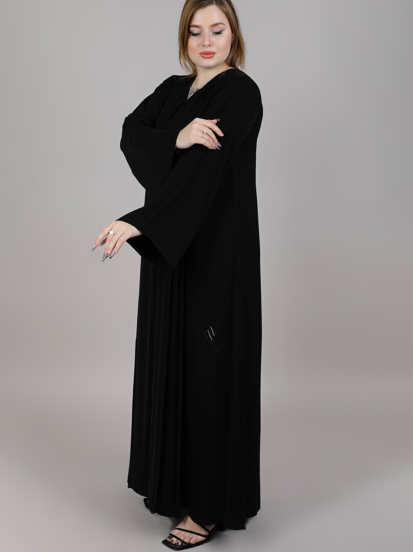 MSquare Fashion Black Premium Fabric Embroidered Abaya