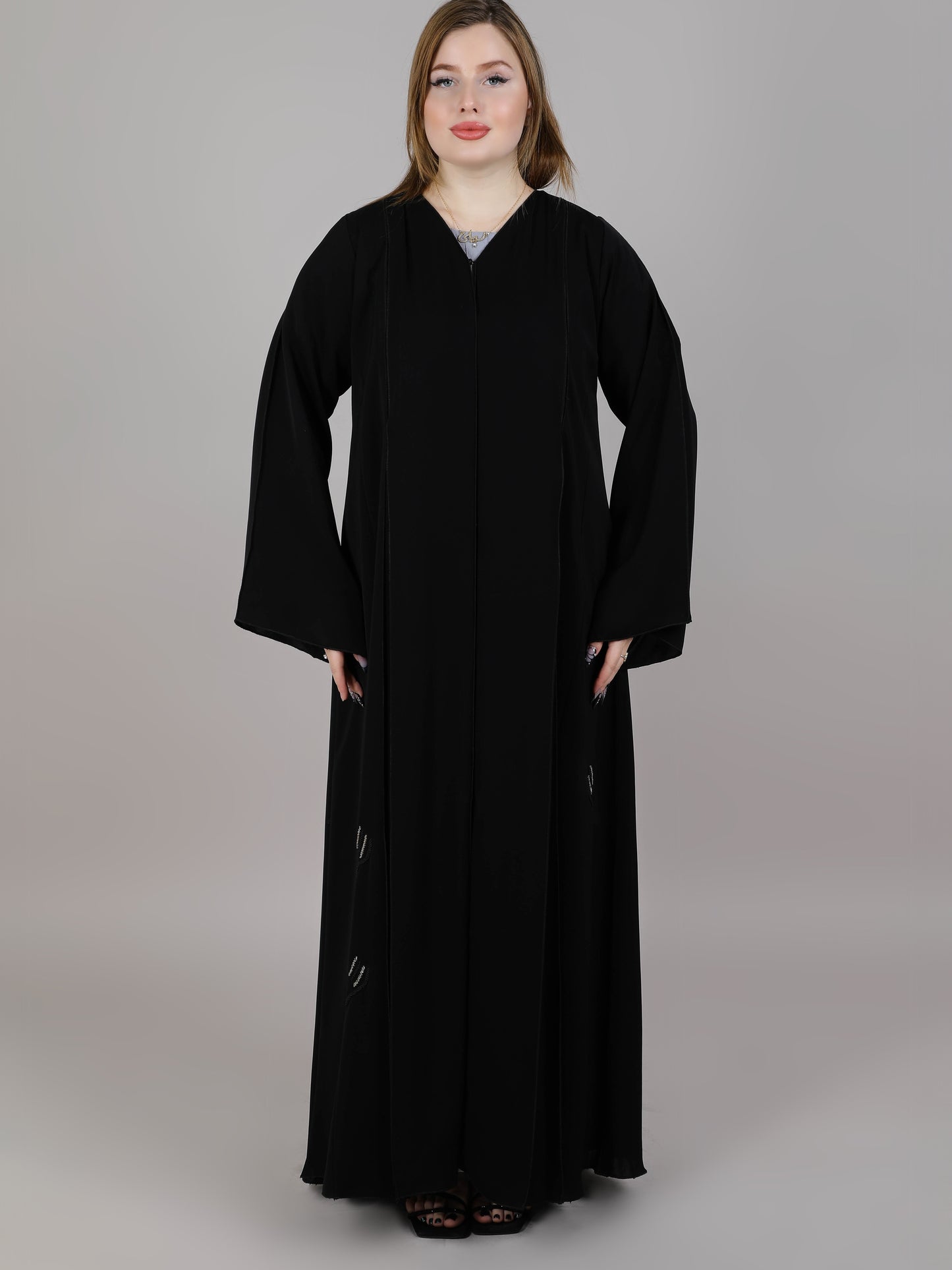 MSquare Fashion Black Premium Fabric Embroidered Abaya