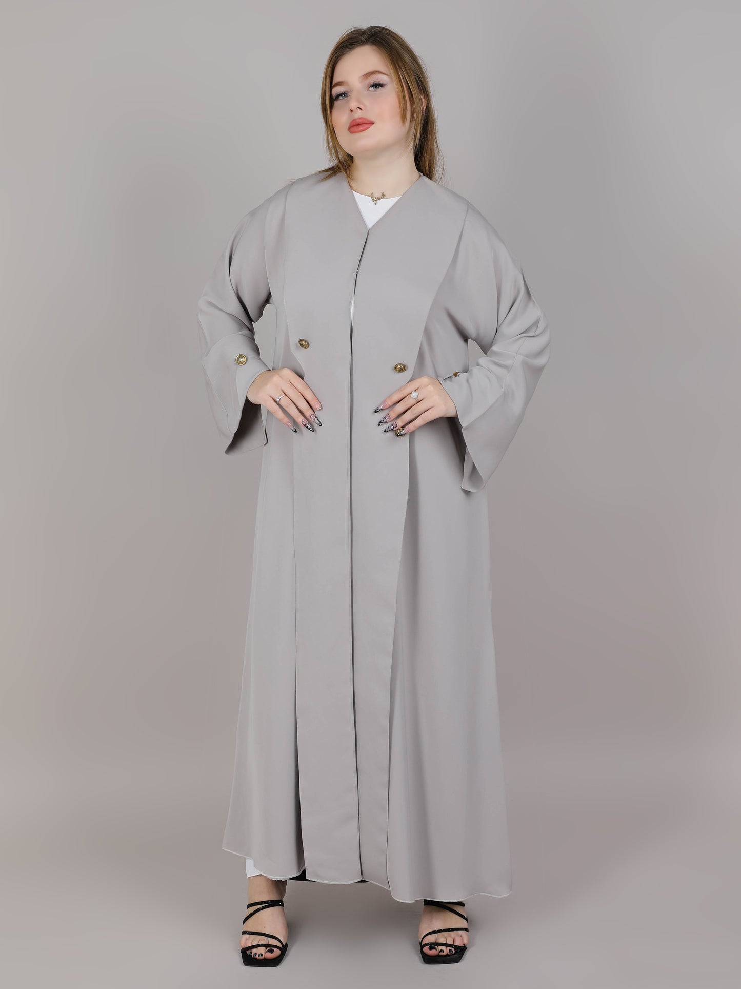 MSquare Fashion Grey Coat Style Abaya