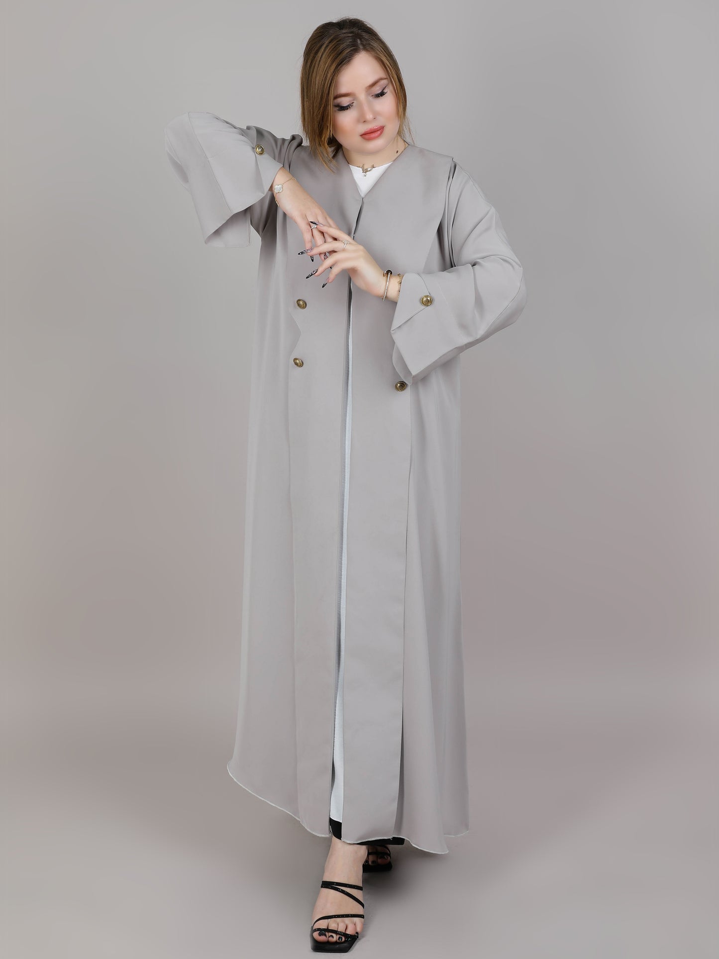 MSquare Fashion Grey Coat Style Abaya