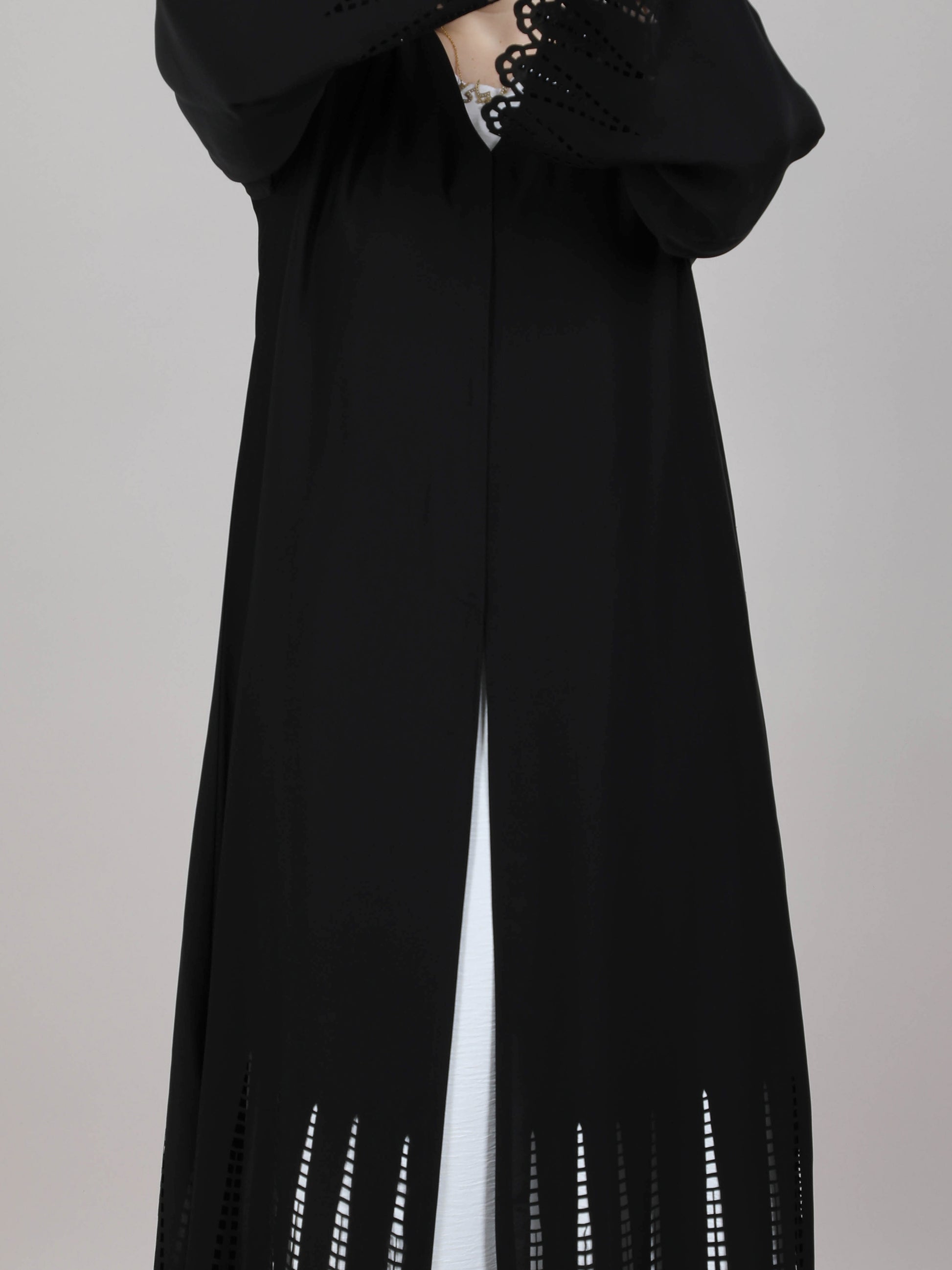 MSquare Fashion Black Nida laser Cut Abaya