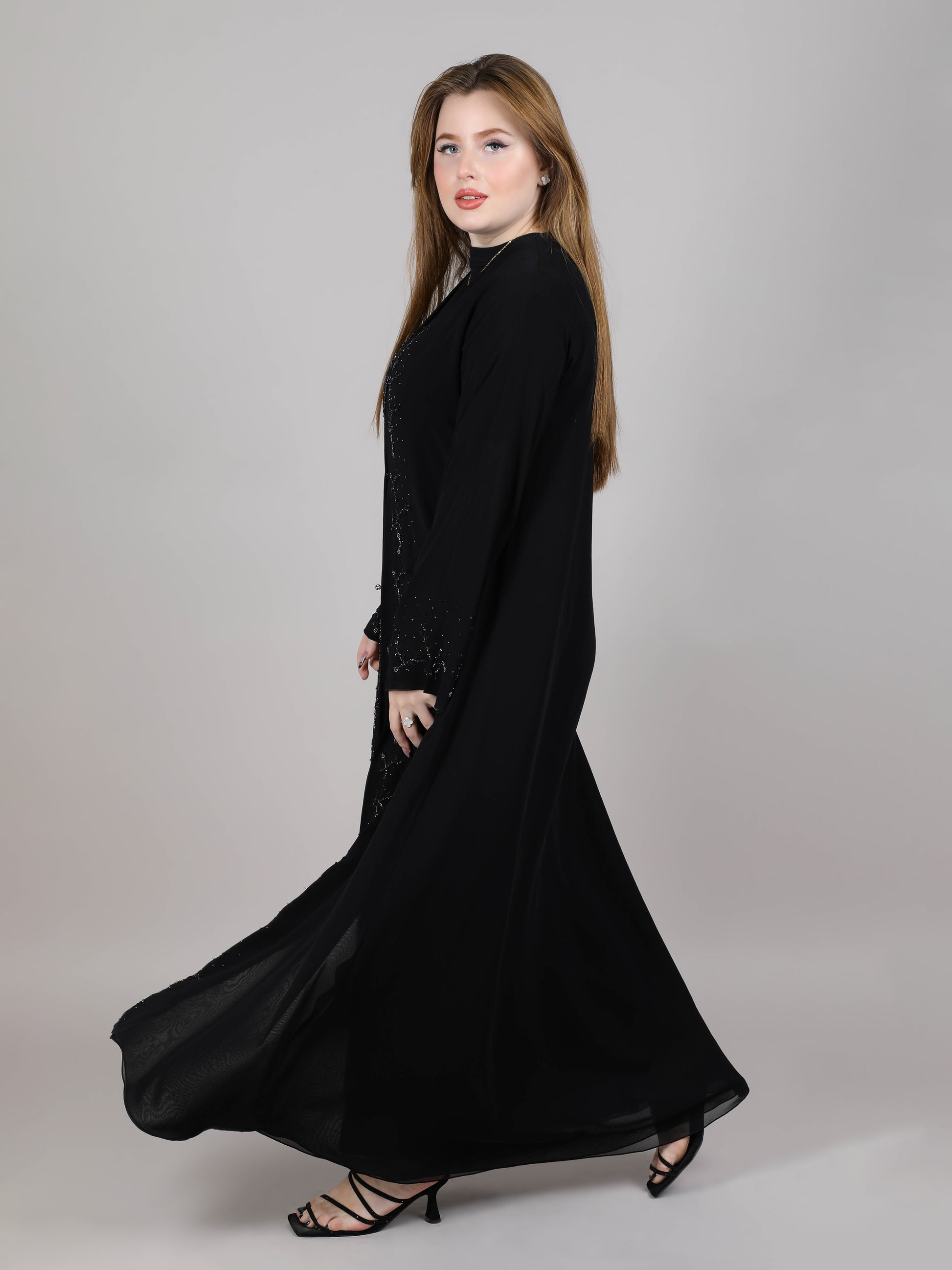 MSquare Fashion Black Nida Embroidered Abaya With Sheila