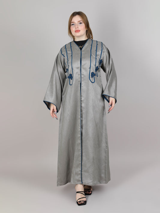 MSquare Fashion Grey Flower Abaya