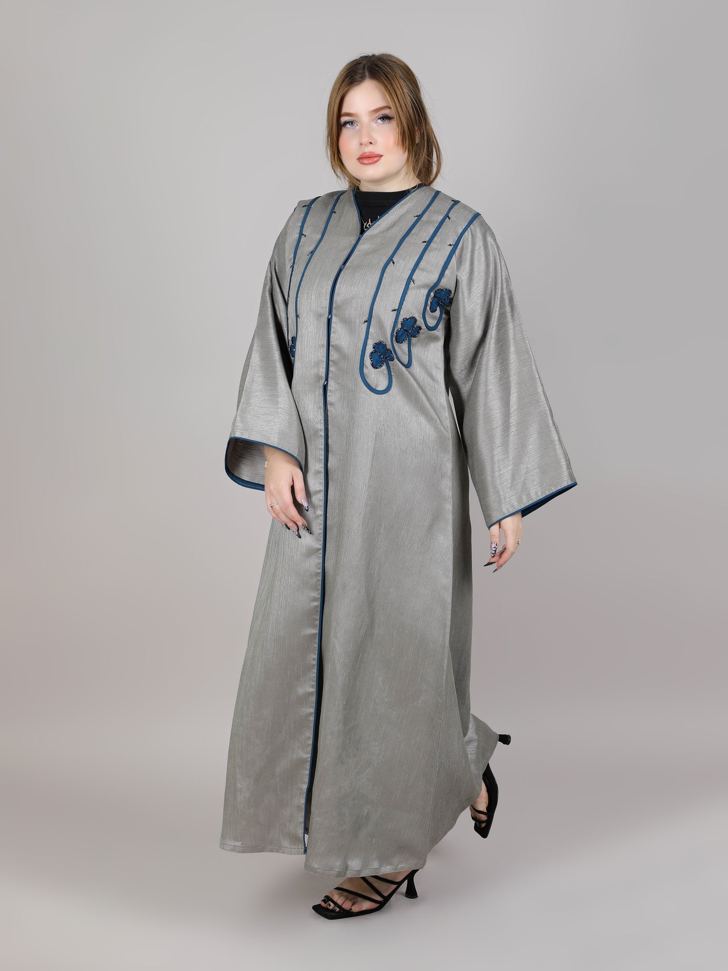 MSquare Fashion Grey Flower Abaya