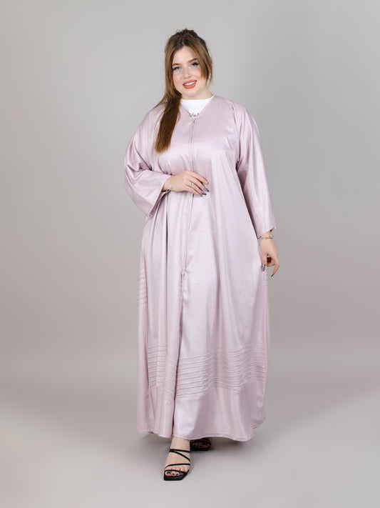 MSquare Fashion Pink Nida Abaya With Pleating Lines.