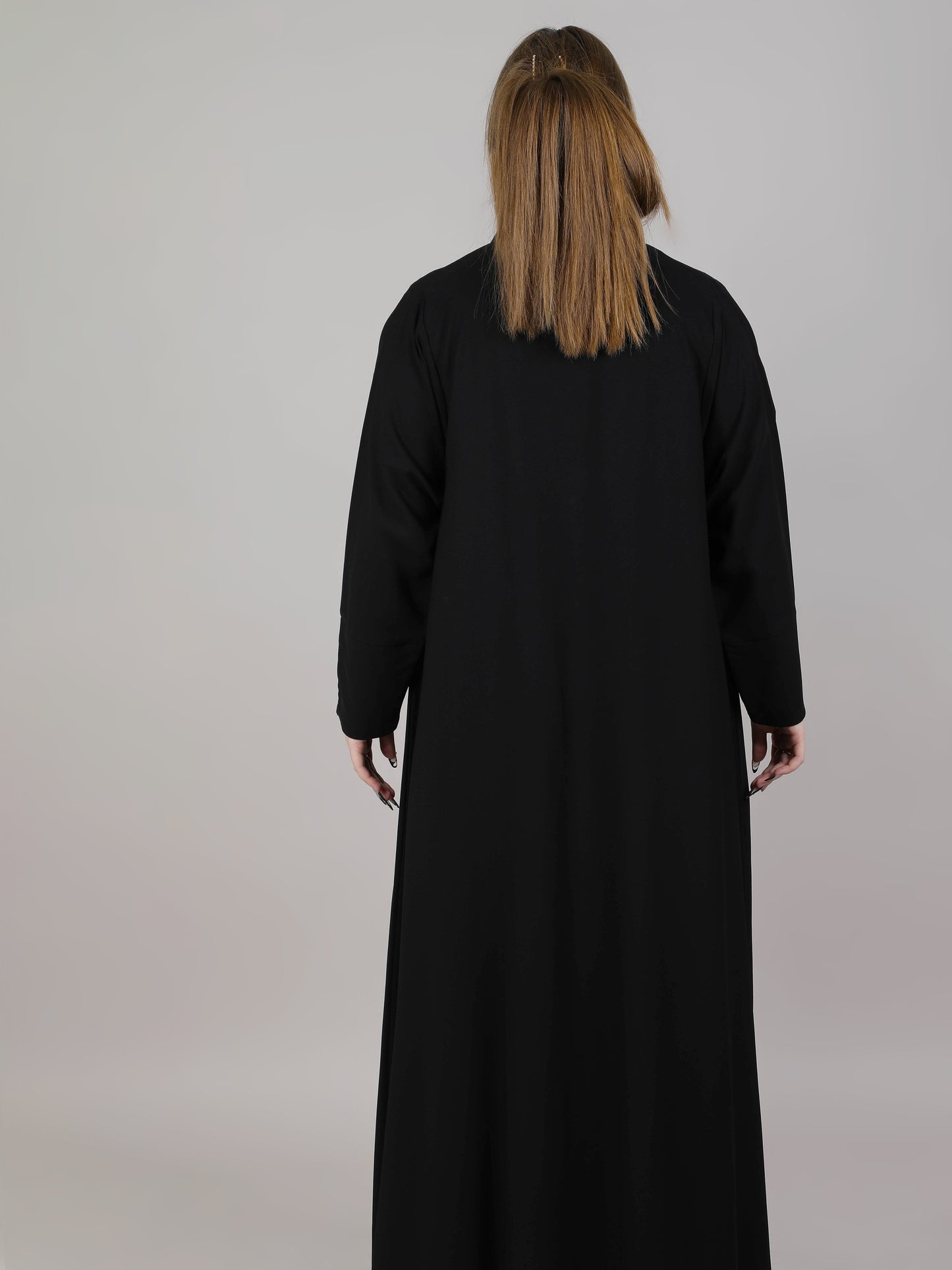 MSquare Fashion Lapel Collar Black Pocket Abaya with Pockets