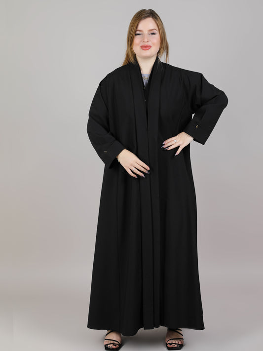 MSquare Fashion Black Crepe Open Casual Abaya