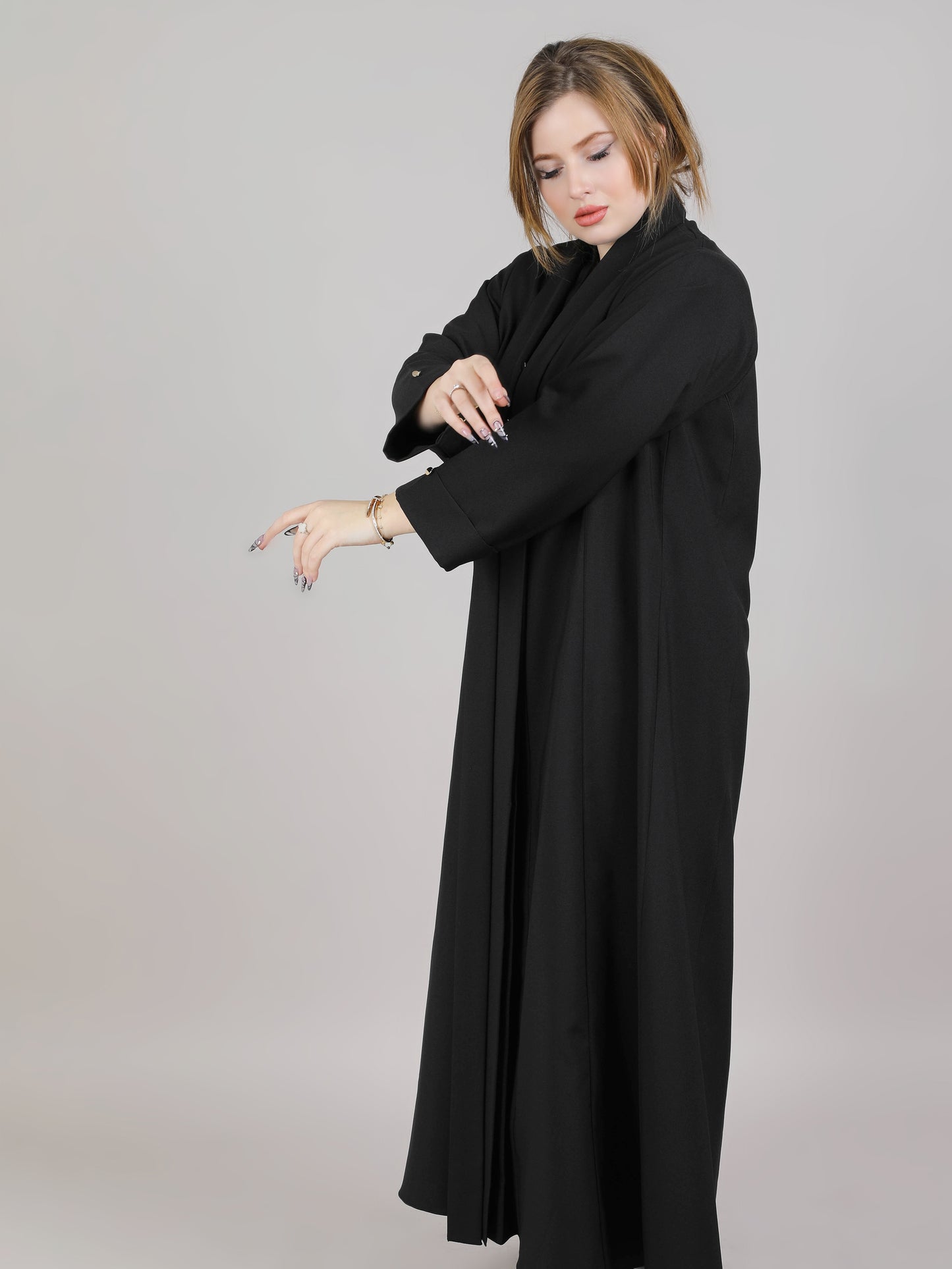 MSquare Fashion Black Crepe Open Casual Abaya