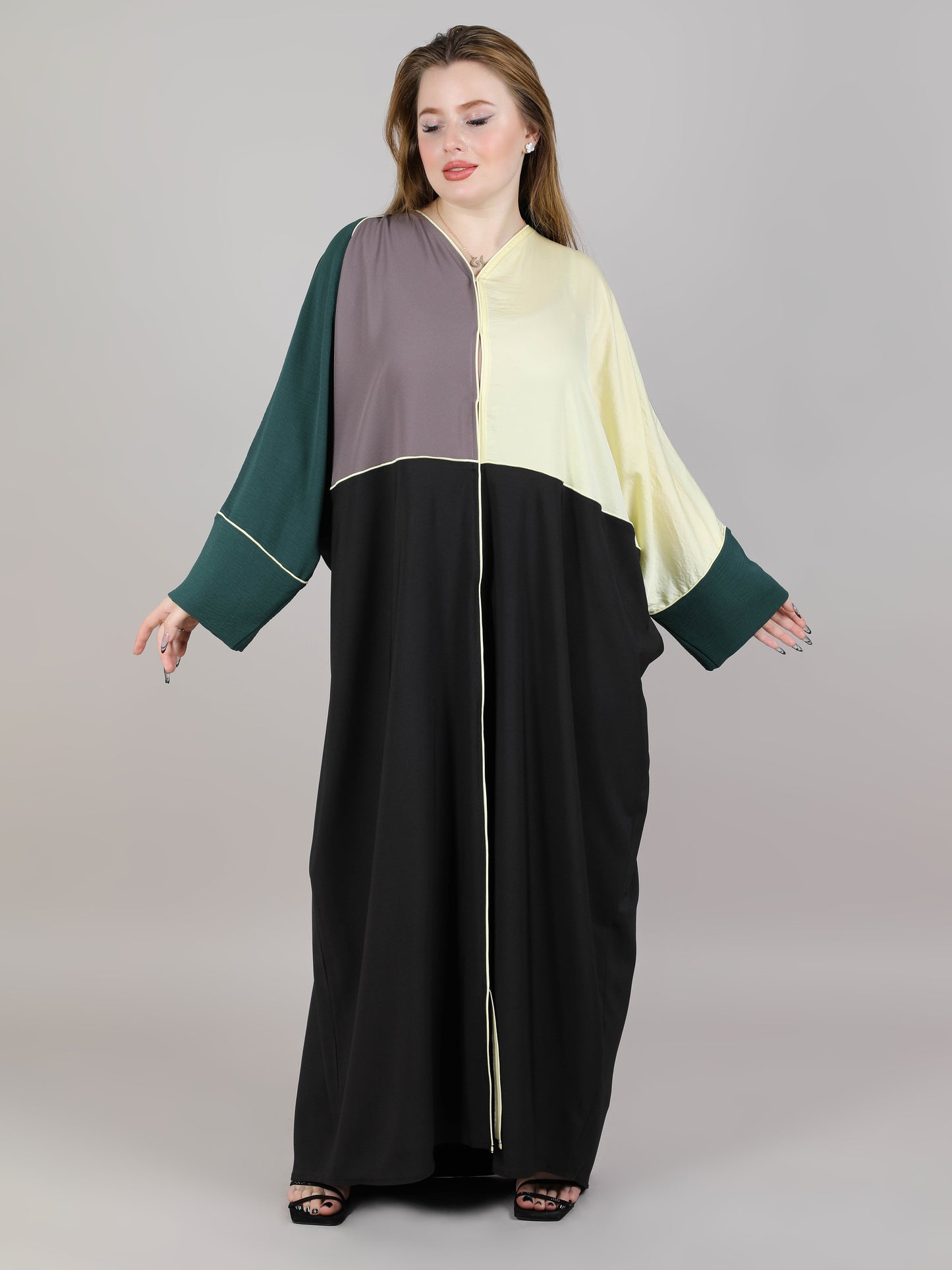 MSquare Fashion Hair Maqsood Color Block Abaya