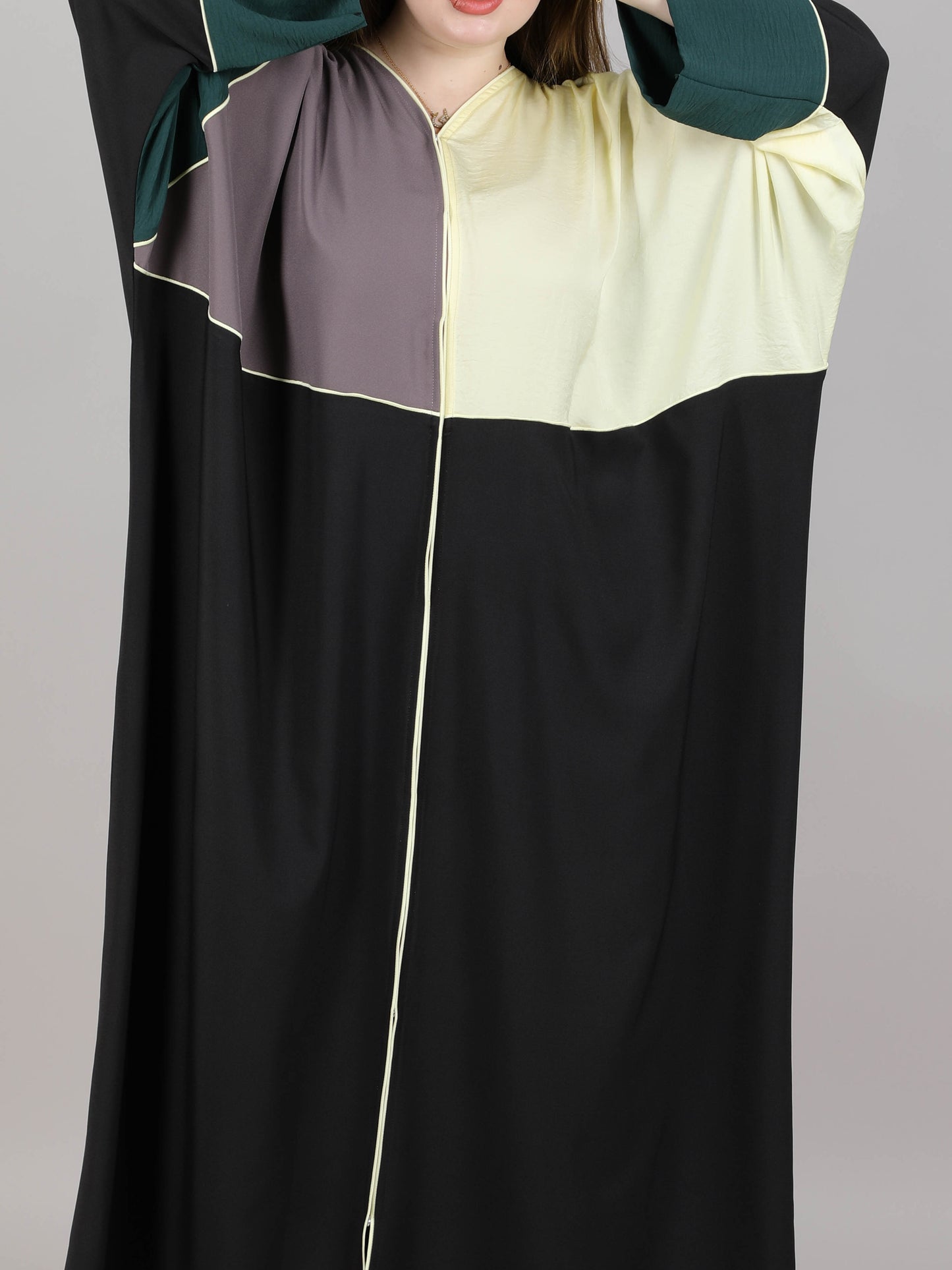 MSquare Fashion Hair Maqsood Color Block Abaya