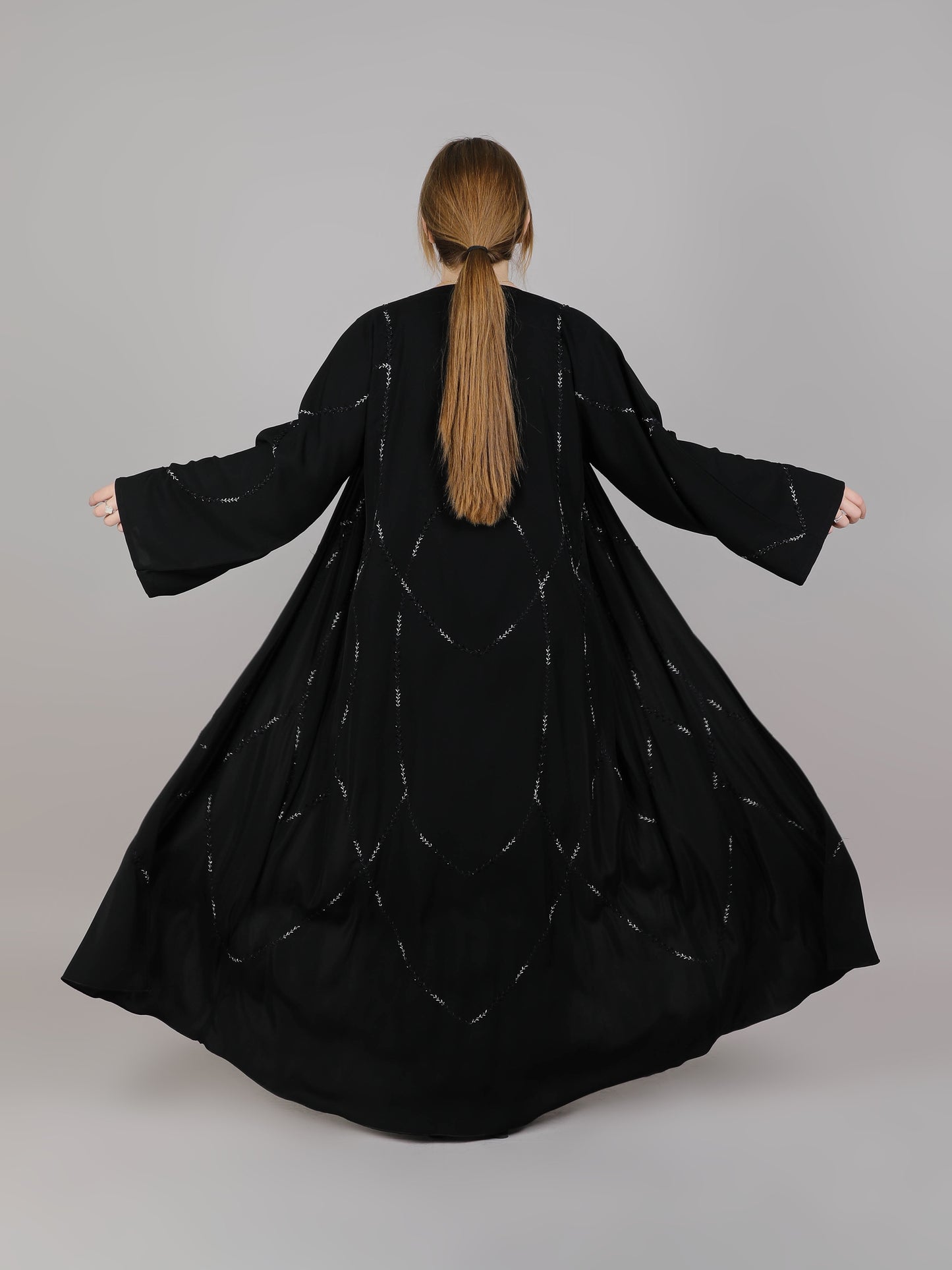 MSquare Fashion Black Contrast Embroidered Abaya