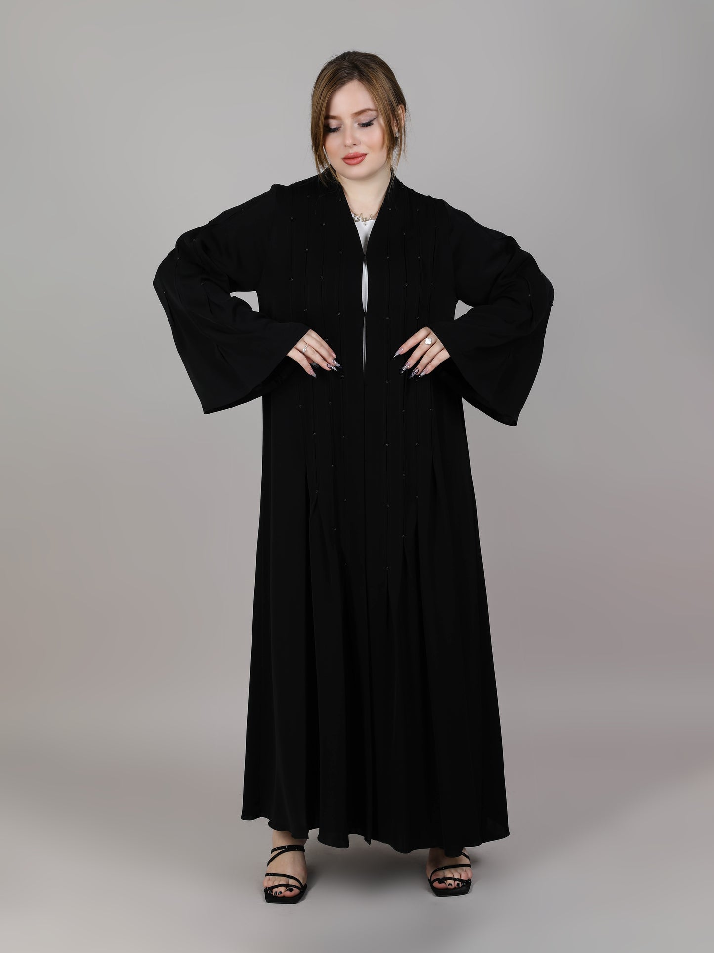 MSquare Fashion Black Nida Embellished Abaya With Long Sleeves