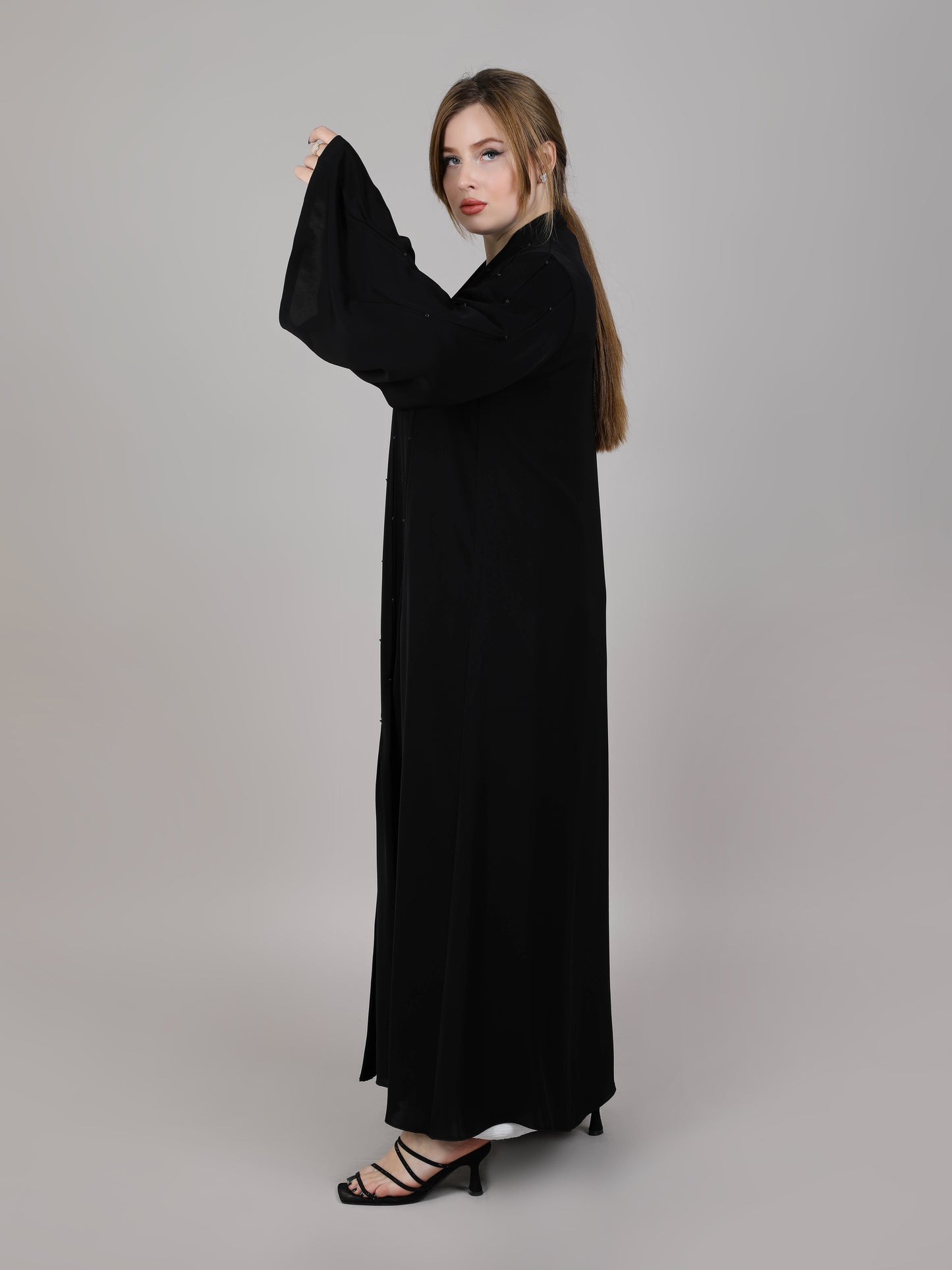 MSquare Fashion Black Nida Embellished Abaya With Long Sleeves