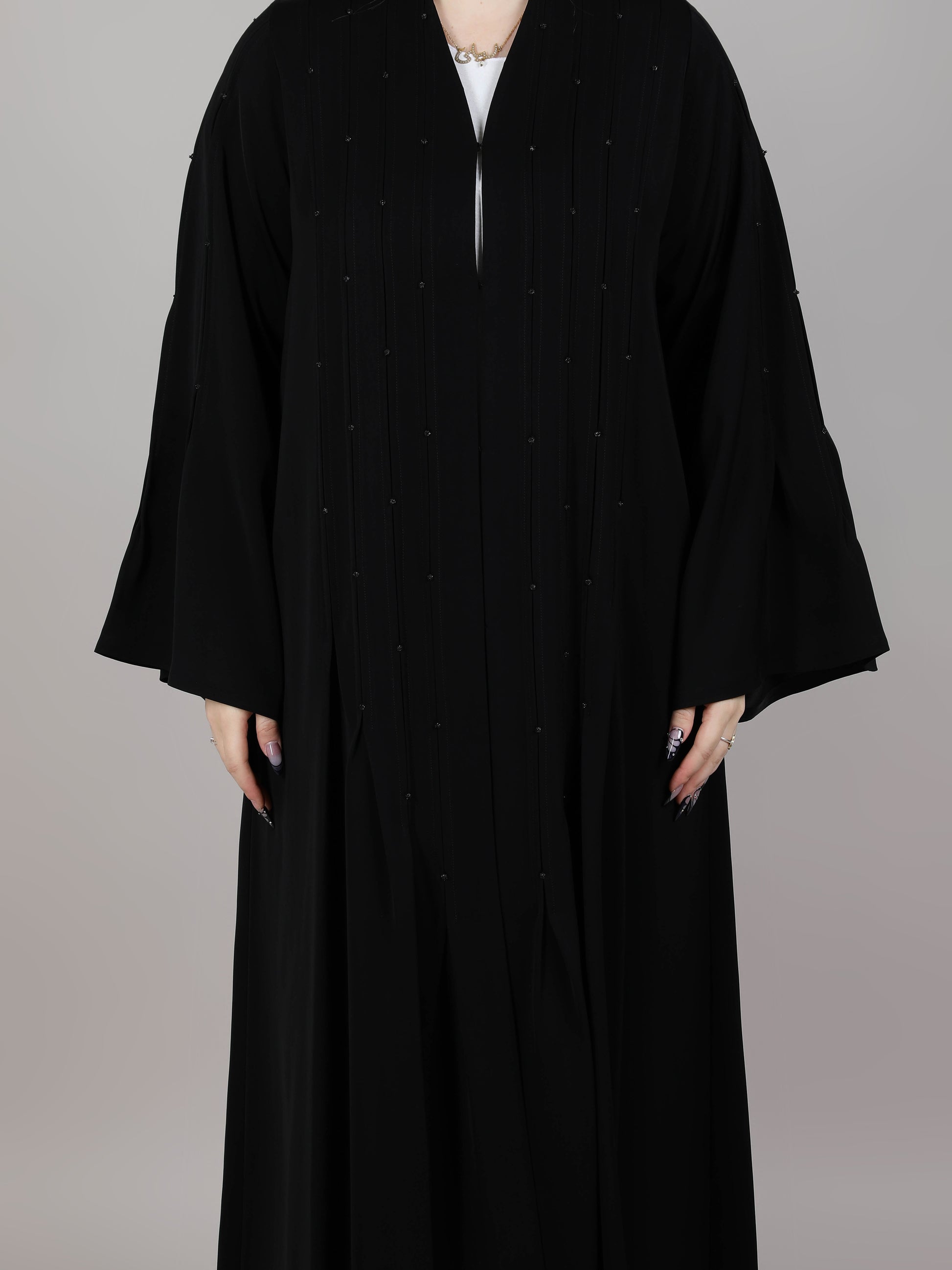 MSquare Fashion Black Nida Embellished Abaya With Long Sleeves