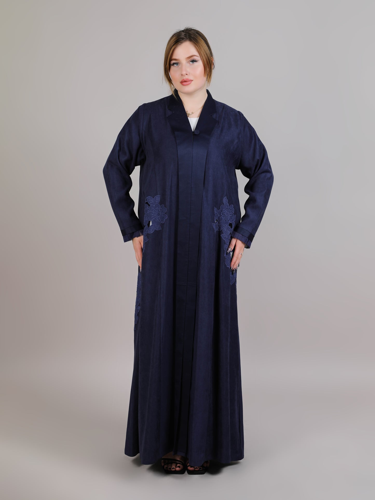 MSquare Fashion Navy Laser Cut Abaya