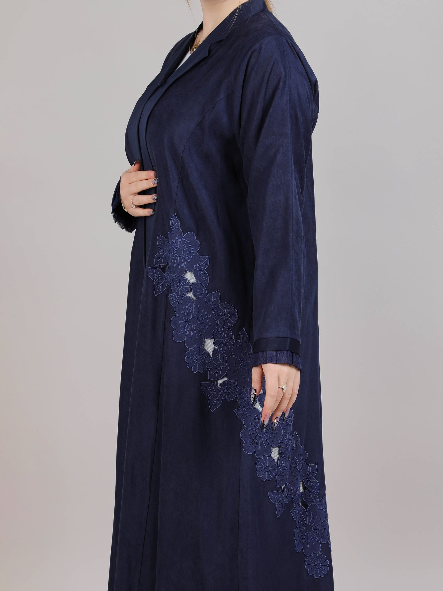 MSquare Fashion Navy Laser Cut Abaya