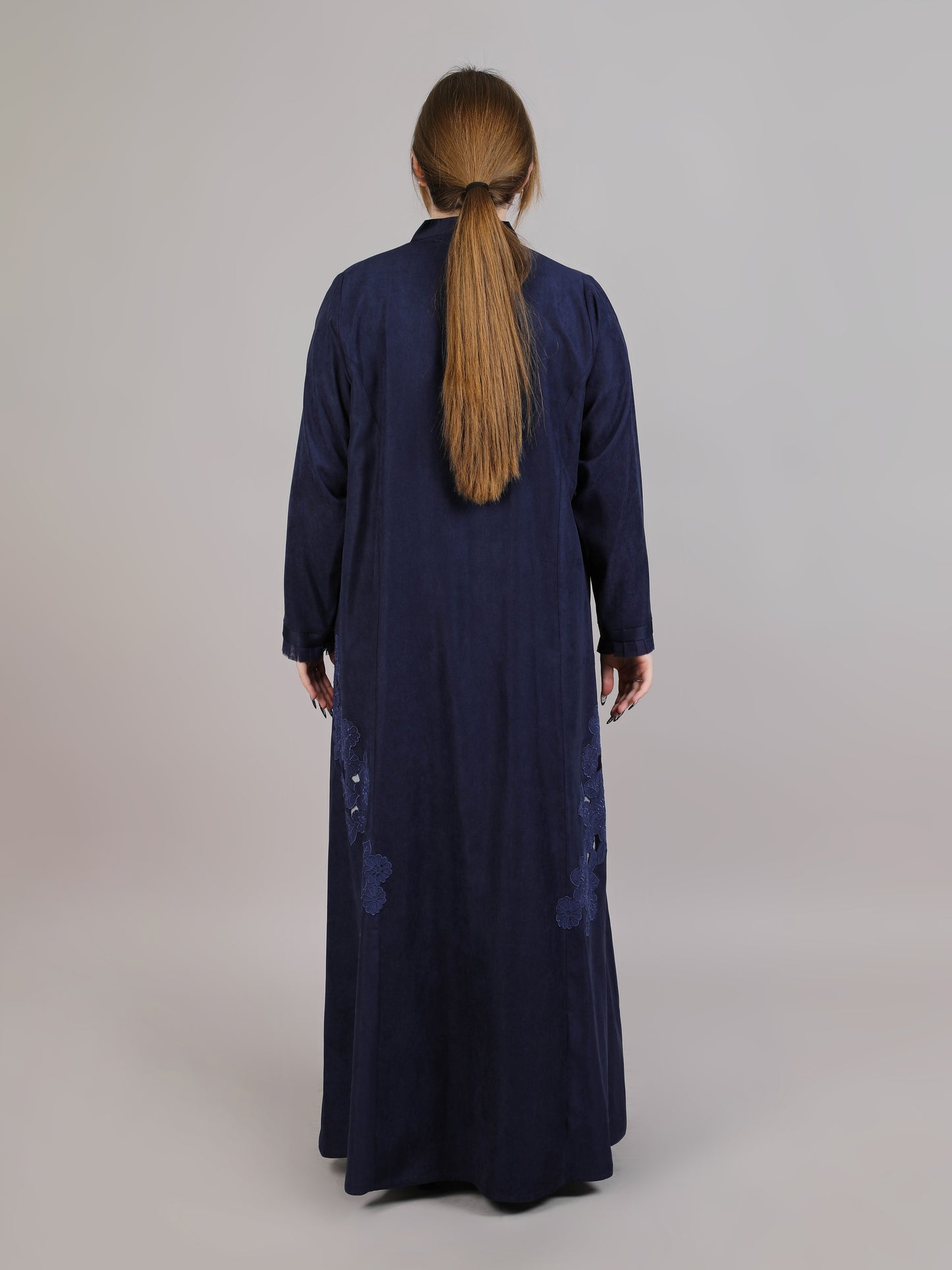 MSquare Fashion Navy Laser Cut Abaya