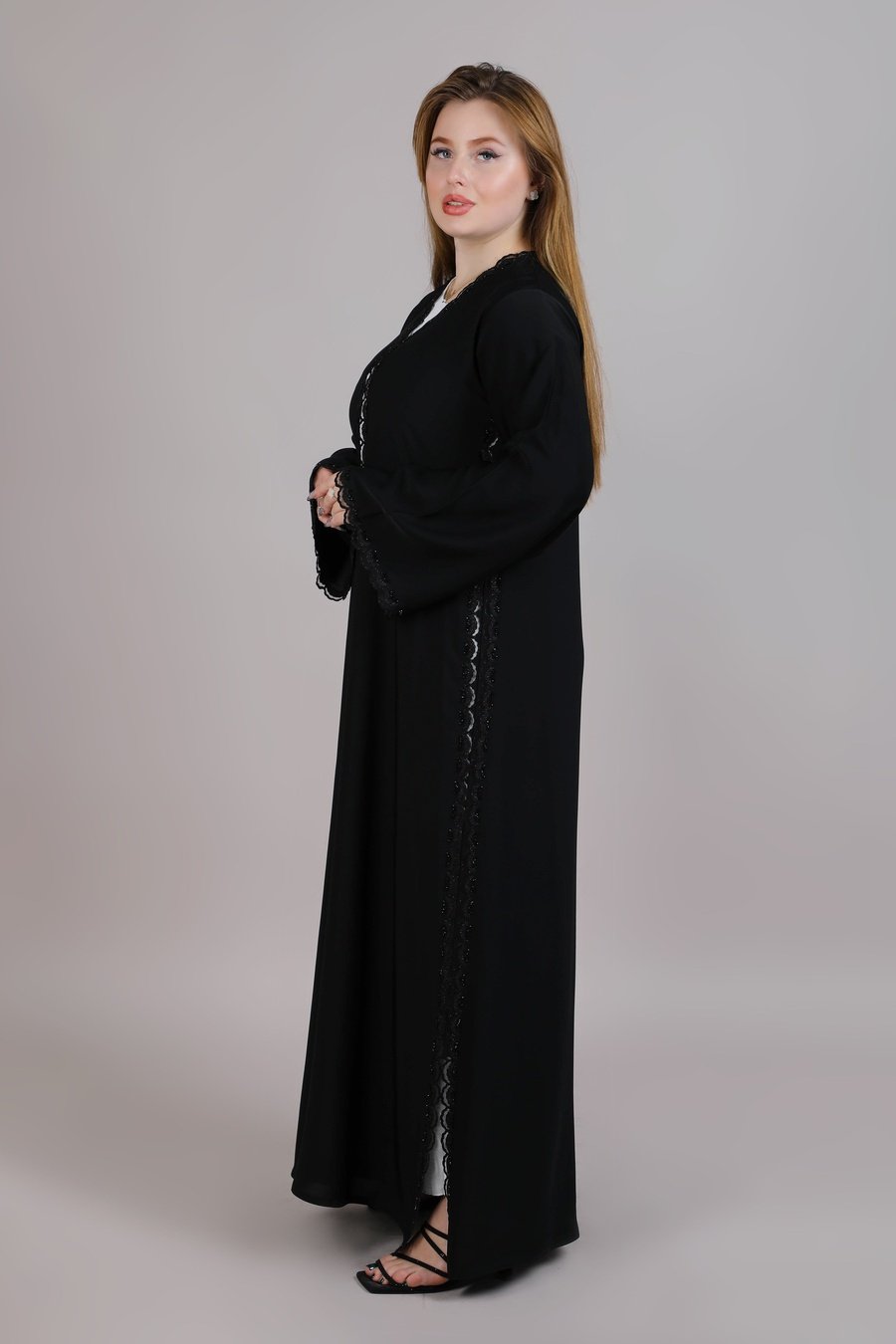  MSquare Fashion Black Nida Embroidered Abaya