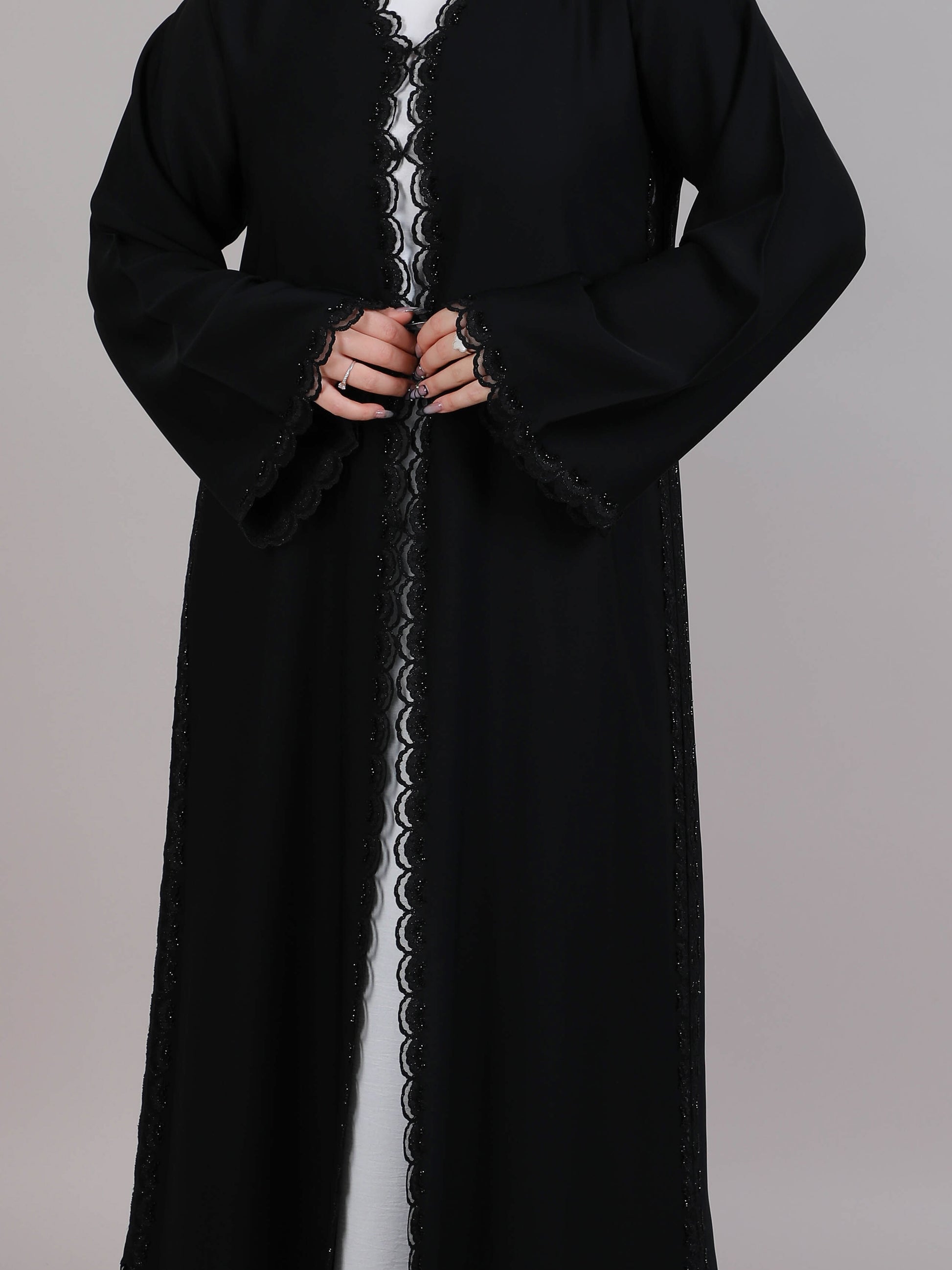  MSquare Fashion Black Nida Embroidered Abaya