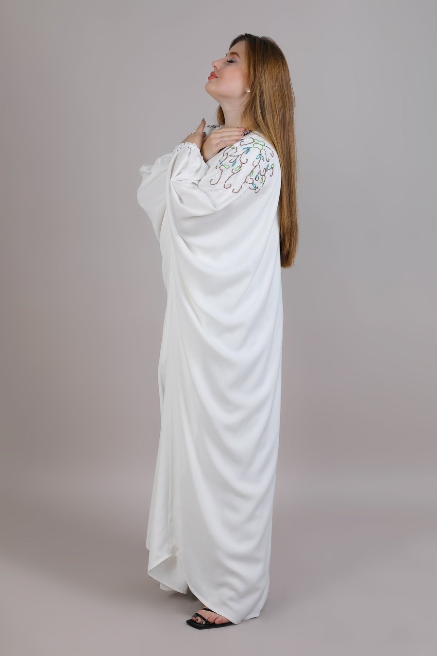 MSquare Fashion White Bisht Abaya