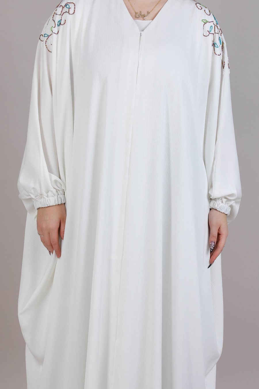 MSquare Fashion White Bisht Abaya