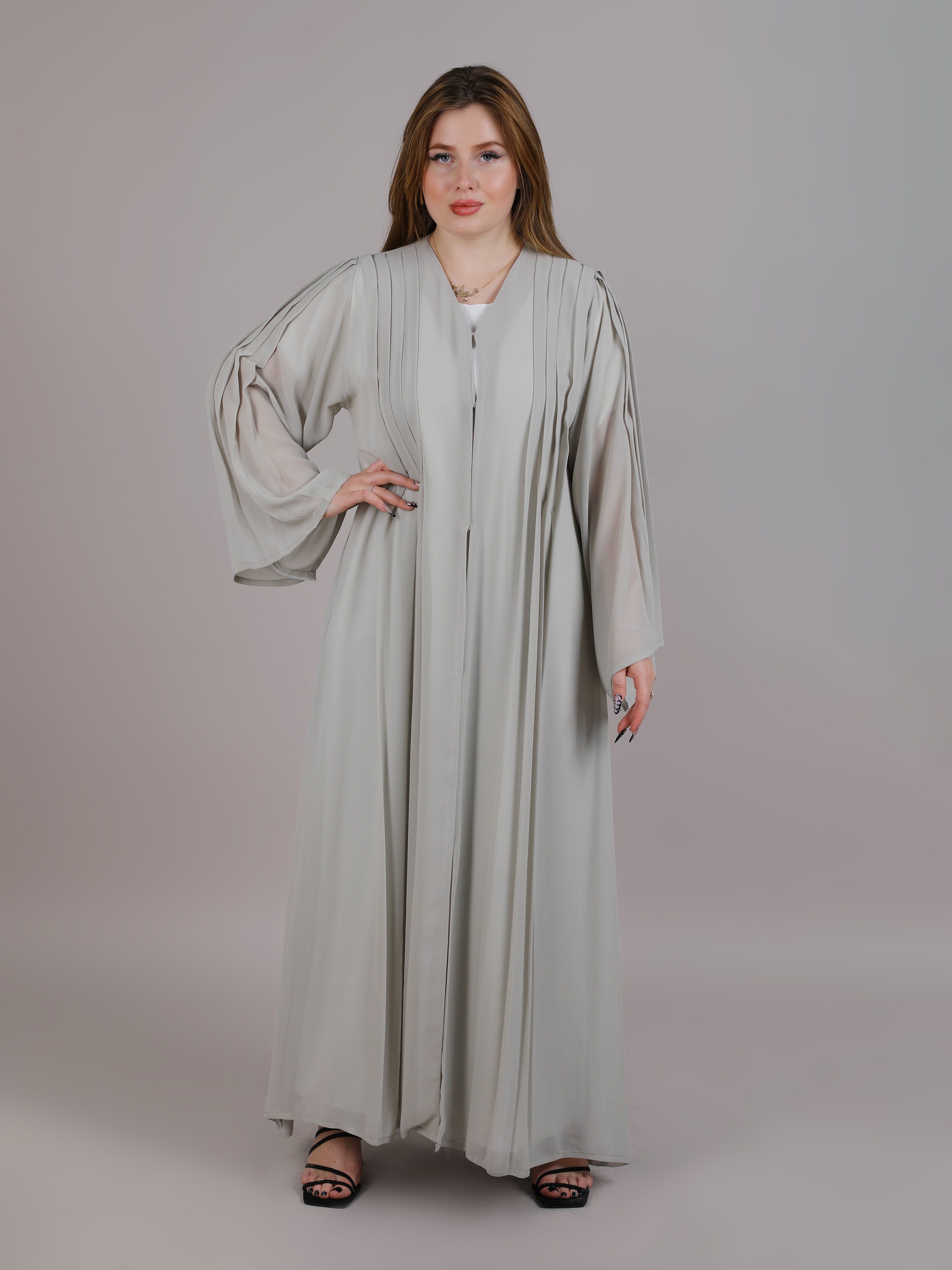 Grey open sale abaya