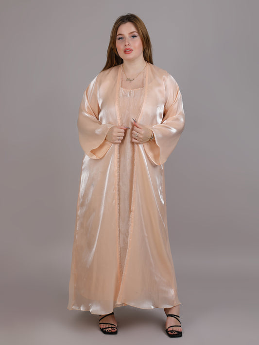 MSquare Fashion Peach Organza Abaya