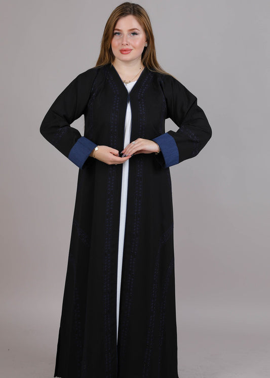 MSquare Fashion Black Phua Embroidered Abaya